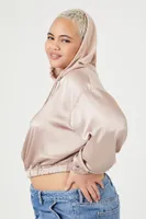 Women's Satin Cropped Hoodie Goat,