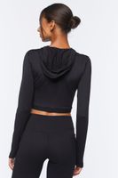 Women's Active Hooded Crop Top in Black Small