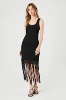 Women's Crochet Sweater-Knit Fringe Dress