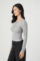 Women's Ribbed Knit Long-Sleeve Top