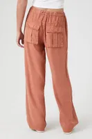 Women's High-Rise Drawstring Wide-Leg Pants in Brick, XS