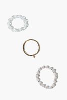 Women's Faux Pearl Beaded Bracelet Set in Gold/Clear