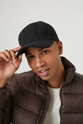 Men Corduroy Baseball Cap in Black