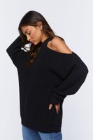 Women's Asymmetrical Open-Shoulder Sweater in Black Small