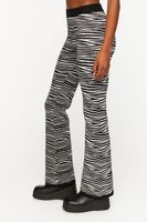 Women's Zebra Print Flare Pants in Black/White Large