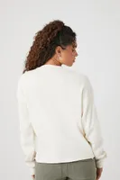 Women's Waffle Knit Drop-Sleeve Top in White, XS