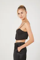 Women's Split-Hem Cropped Cami in Black Small