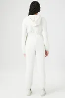 Women's Hooded Long-Sleeve Jumpsuit in White Large