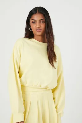 Women's French Terry Drop-Sleeve Pullover in Light Yellow Large
