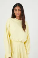 Women's French Terry Drop-Sleeve Pullover in Light Yellow Medium