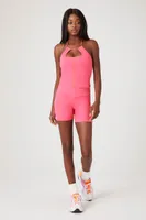 Women's Active Contrast-Seam Halter Top in Hot Pink/Neon Orange Small