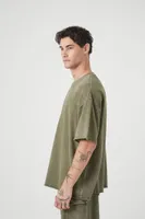 Men Mineral Wash Crew T-Shirt in Light Olive Medium