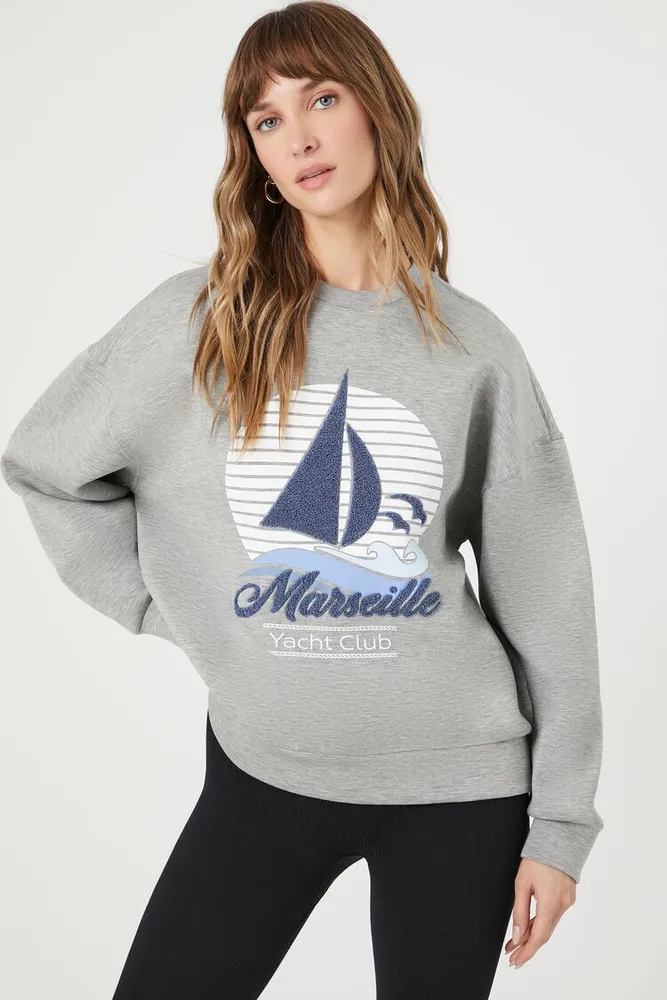 Women's Marseille Graphic Pullover in Grey Small