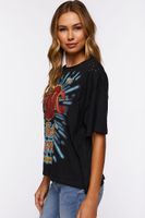 Women's Distressed ACDC Graphic T-Shirt in Black Medium