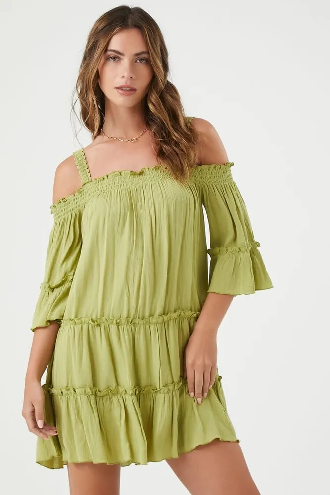 Women's Off-the-Shoulder Mini Dress in Sage Small