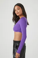 Women's Contour Long-Sleeve Crop Top in Purple Large