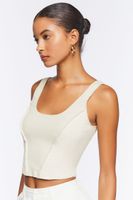 Women's Cropped Rib-Knit Tank Top in Sandshell Small