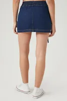 Women's Denim Cargo Mini Skirt in Dark Denim Medium