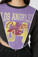 Women's Cropped Los Angeles College Pullover in Black Large