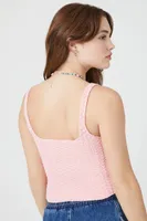 Women's Sweater-Knit Star Tank Top in Pink/Orange, XL