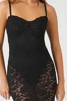 Women's Sheer Lace Cami Maxi Dress in Black Small