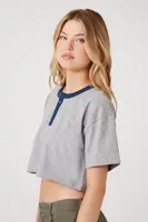 Women's Raw-Cut Cropped T-Shirt Heather Grey/Dark