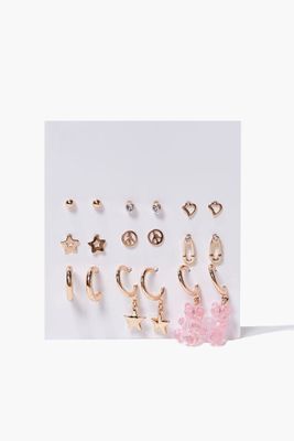 Women's Stud & Hoop Earring Set in Gold