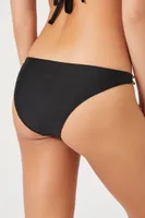 Women's Low-Rise Dual Strap Bikini Bottoms in Black Large