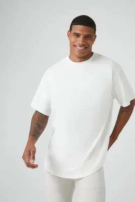 Men Curved-Hem Crew T-Shirt in White Large