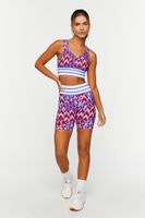 Women's Seamless Geo Print Longline Sports Bra in High Risk Red/Blue Small