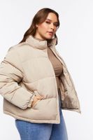 Women's Quilted Puffer Jacket in Khaki, 0X