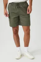 Men Twill Drawstring Shorts in Olive Large