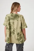 Women's Oversized Tie-Dye T-Shirt in Olive Small