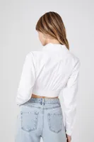 Women's Cropped Bomber Jacket in White Small