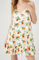 Women's Papaya Print Shift Mini Dress in Ivory Small