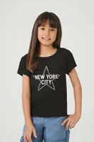 Girls Rhinestone New York T-Shirt (Kids) in Black, 13/14