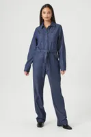 Women's Denim Tie-Waist Coveralls in Dark Denim Medium