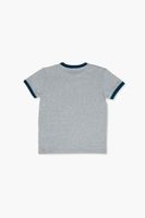 Kids Ringer T-Shirt (Girls + Boys) in Heather Grey/Blue, 9/10