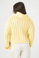 Women's Turtleneck Cropped Sweater in Pale Banana Large