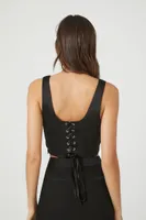 Women's Satin Corset Crop Top in Black Medium