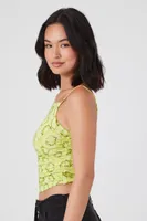 Women's Kiwi Print Cropped Cami in Green Medium