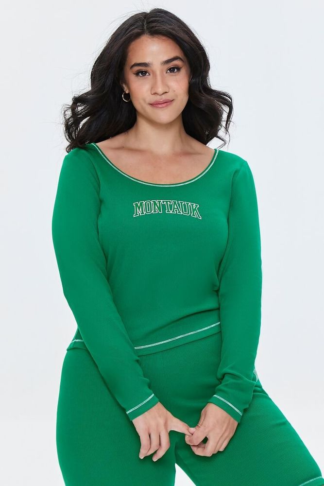 Women's Montauk Graphic T-Shirt in Green/White, 0X