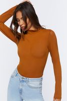 Women's Mock Neck Long-Sleeve Top Rust