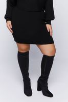 Women's Ribbed Sweater & Skirt Set in Black, 4X