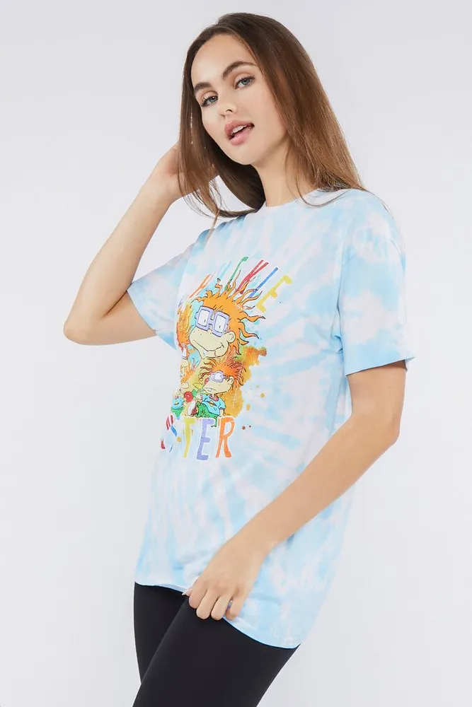 Women's Rugrats Graphic Tie-Dye T-Shirt in Blue, L/XL