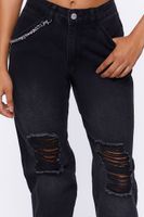 Women's Distressed Denim Wallet Chain Joggers in Washed Black, 28