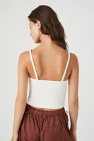 Women's Ribbed Knit Cropped Cami in Cream, XL