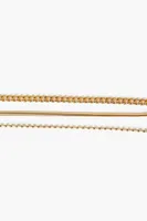 Women's Curb Chain Anklet Set in Gold