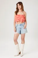 Women's Tiered Ruffle Cropped Cami in Peach Bud Medium