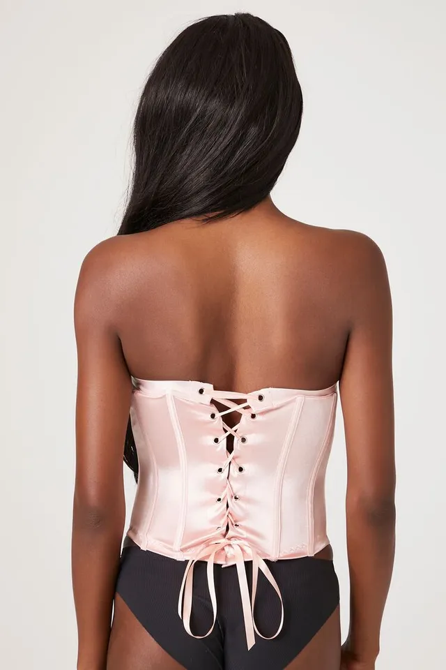 Forever 21 Women's Satin Lingerie Corset in Blush Small